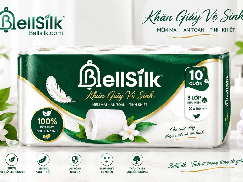 GIẤY VỆ SINH CAO CẤP 10 CUỘN BELL SILK