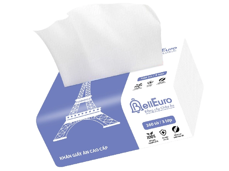 Bell Euro Khăn Giấy Ăn Cao Cấp 360 Tờ Tím
