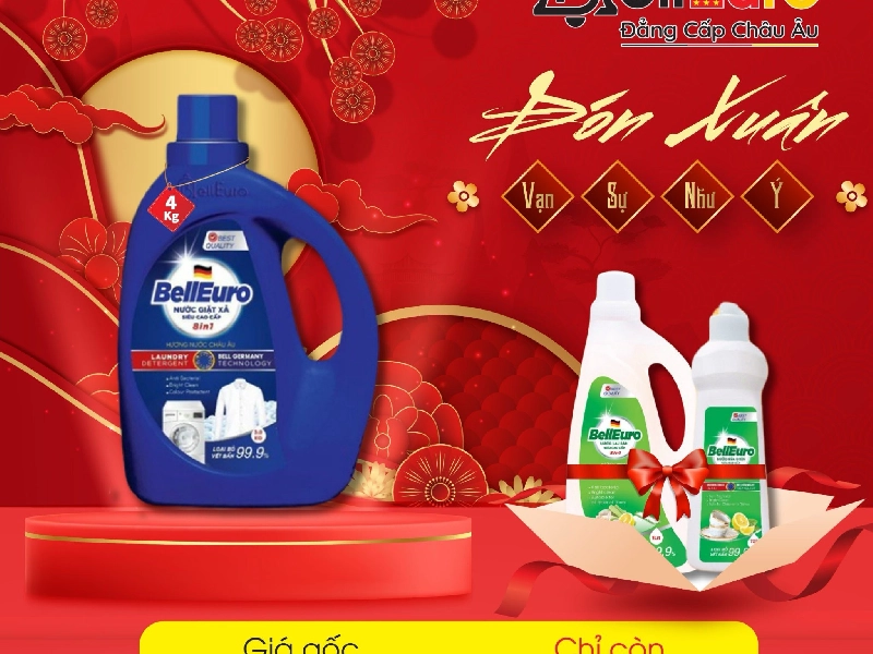 Nước Giặt Xả Cao Cấp Bell Euro Hương Nước Hoa Châu Âu 4kg Xanh